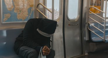 depressed person on bus